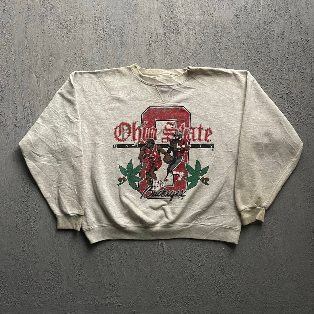 Vintage‎ Ohio State Buckeyes Crewneck Sweatshirt Mens Large Grey 90s Galt Sand